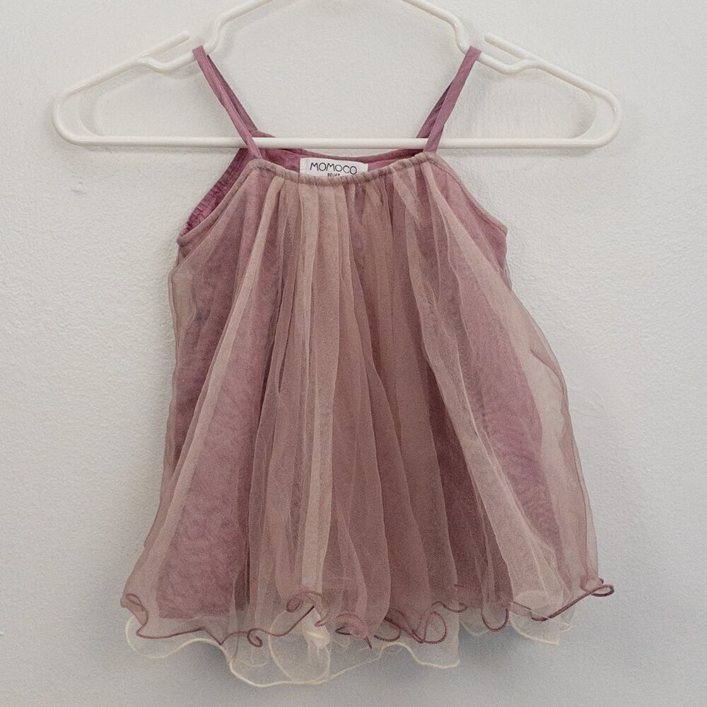 MOMOCO Baby Girl Pink Tulle Dress | Size 80/48 (Approx. 9–12M) | Party & Photo W